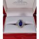 oval blue sapphire ring in box
