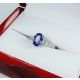 Blue Oval Sapphire wedding ring-Untreated Platinum 3.07 tcw