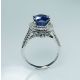 Blue Oval Cut Natural Sapphire 4.71 tcw -18 kt White Gold 
