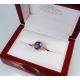 2.75 Ct reddish purple sapphire and diamond ring