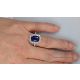 sapphire engagement Ring in finger