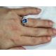 blue sapphire and diamond ring-GIA certified 1.95 ct cushion cut 