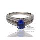 blue sapphire wedding ring cushion cut