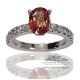 Orange sapphire and diamonds engagement ring 