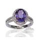 Purple Sapphire and diamond yellow gold ring 