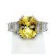 Radiant Cut Yellow Ceylon sapphire and diamond platinum ring 