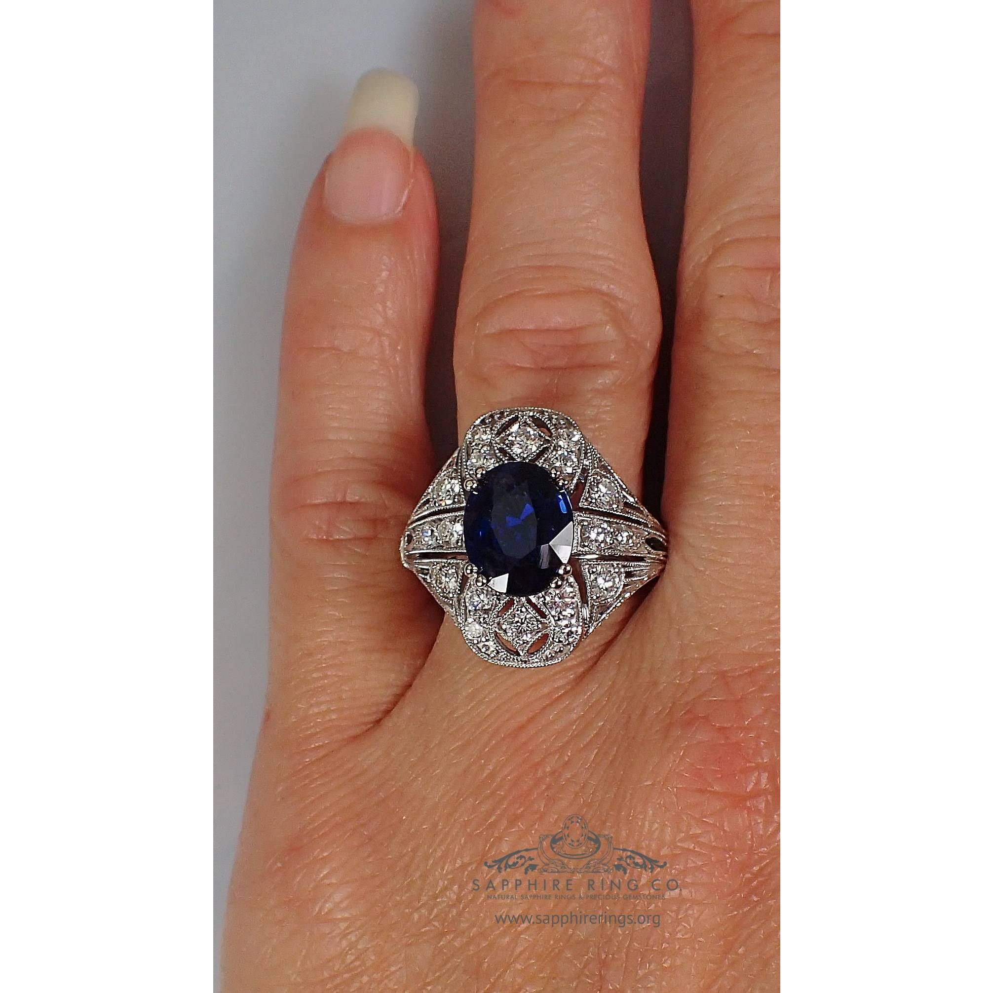 Royal Blue Octagonal Cut Sapphire Ring - Shaftel Diamonds