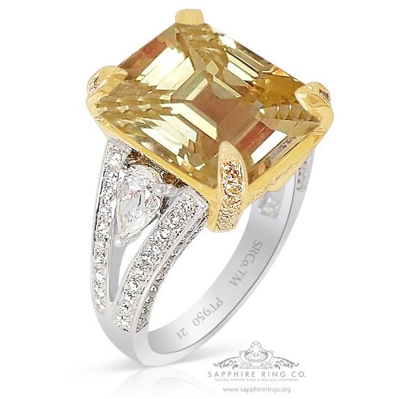 Jamie Park Jewelry - Asscher Cut Teal Sapphire Diamond Ring