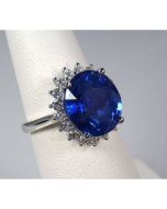 Blue sapphire ring-platinum 7.40 tcw Oval Cut 