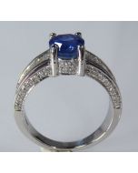 Untreated Ceylon sapphire ring-Blue Oval Cut  3.25 tcw