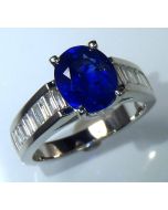 Blue Ceylon Sapphire and Diamond Ring-4.15 tcw Oval Cut 