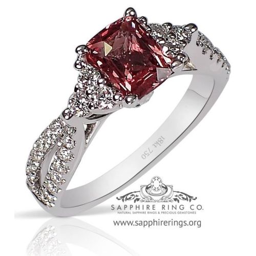 cushion pink sapphire ring
