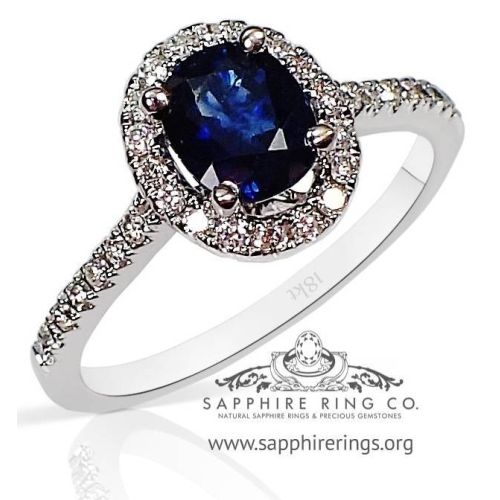 Blue-Sapphire-1.16 Ct-Cushion-Cut-Diamond-Ring 