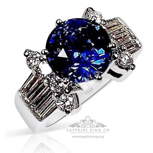 blue sapphire engagement ring 18k white gold