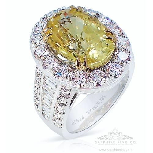 Custom Order, 9.19 ct GIA Certified  Yellow Platinum Sapphire Ring