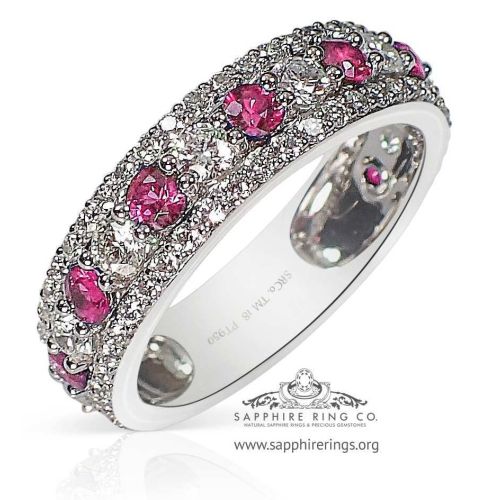 Pink sapphire Wedding Band