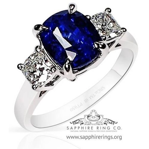 blue sapphire and platinum ring 