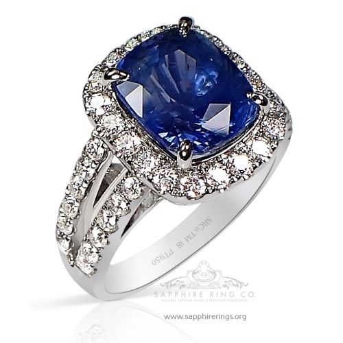 Medium blue sapphire and Platinum Ring