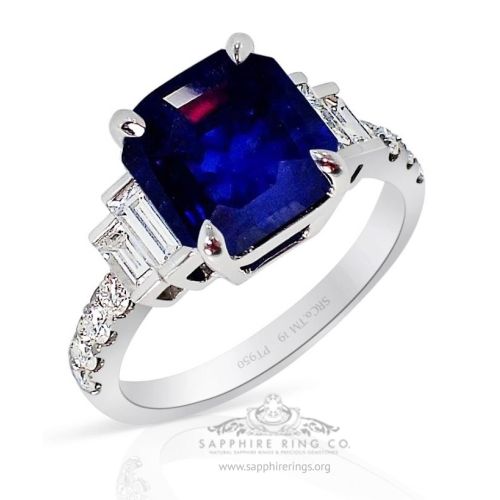 Blue Asscher Cut Sapphire ring for sale 