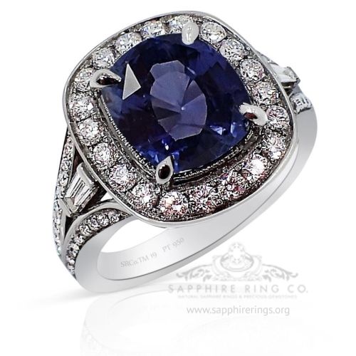 Violet to Purple sapphire and diamonds ring 