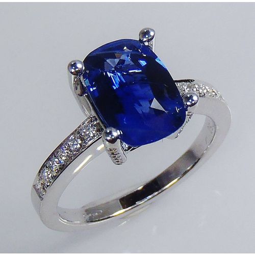 Blue Cushion Sapphire Ring