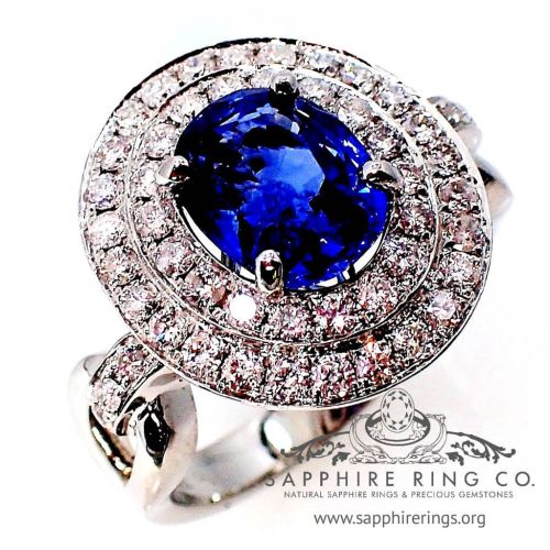 2.28 ct Blue sapphire and platinum ring
