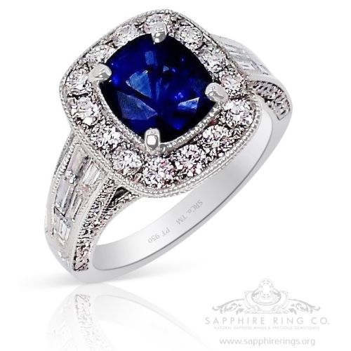2.61 ct Sapphire & Diamond Platinum Wedding ring GIA