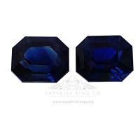 Pair Blue Sapphire Emerald Cut 