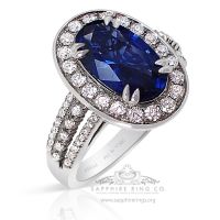 Blue sapphire diamond platinum engagement rings
