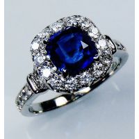 Rich-Royal-Blue-Sapphire-1.98 ct-cushion-cut-ring

