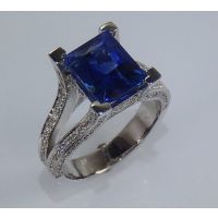 Blue Rectangle Blue Sapphire ring 