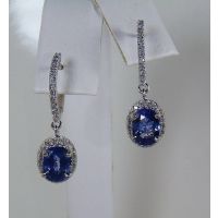 Blue Ceylon Sapphire & Diamond Earrings