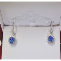 Oval cut Blue Sapphire earrings 