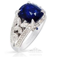 royal blue sapphire diamond ring in Platinum 