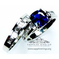 Rich-Blue-Sapphire-3.79 Tcw-&-Diamond-Platinum-Ring