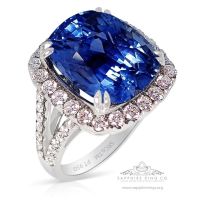 Natural Sapphire Ring, 14.44 ct Platinum GIA Origin Report
