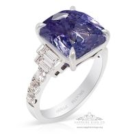Unheated Color Change Sapphire Platinum Ring, 6.62 ct GIA Certified 