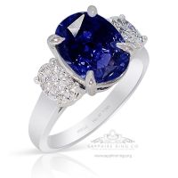 Color Change Sapphire Ring,  4.21 ct Untreated Platinum GIA x 3