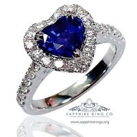 blue sapphire heart cut Platinum 2.24ct ring