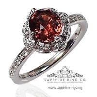 Orange-Oval-Sapphire-&-Diamond-Ring-White-Gold 
