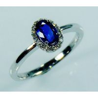  Blue Sapphire & Diamond Ring 2.90 grams-18KT White Gold ring