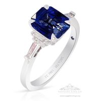 Natural Blue Sapphire Ring, 1.68 ct 18kt Emerald Cut GIA Certified