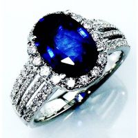 Royal Blue Oval Sapphire engagement ring 