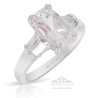 Natural White Sapphire Ring, 2.07 Ct 18kt Princess Cut