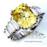 Radiant Cut Yellow Ceylon sapphire ring for mens
