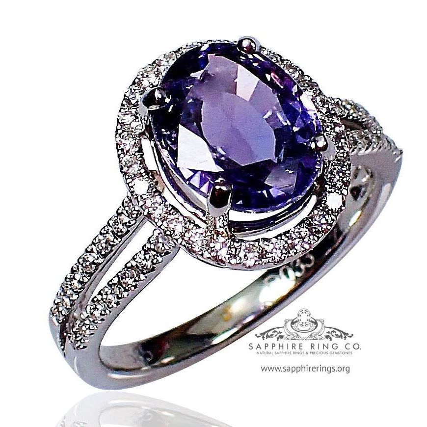 14K White Gold 2ct Purple Topaz 0.1ct Natural Diamond Ring from Black  Diamonds New York