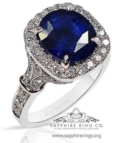 Untreated Platinum Blue Sapphire Ring, 4.10 Ct 