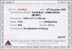 Natural sapphire,s GIT Certificate 